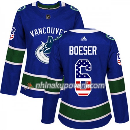 Vancouver Canucks Dresy Brock Boeser 6 2017-2018 USA Flag Fashion Modrá Adidas Authentic - Dámské